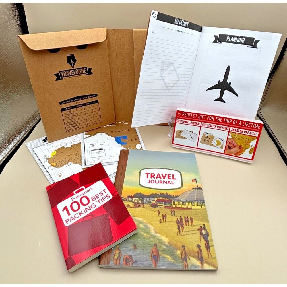 Travel Journal by Knock Knock + Frommer's 100 Best Packing Tips + Travelogue Map